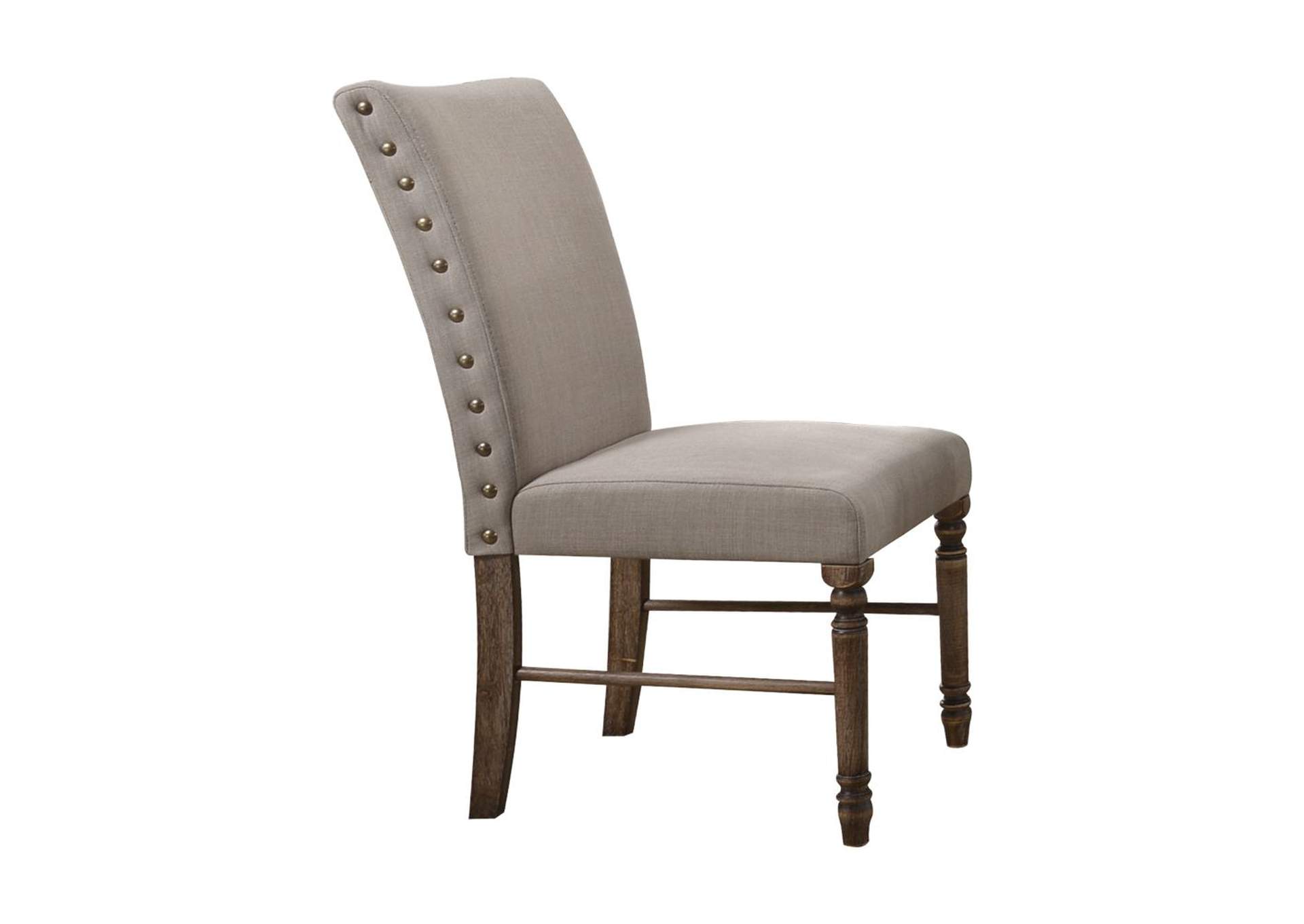 Leventis Cream Linen & Weathered Oak Side Chair,Acme