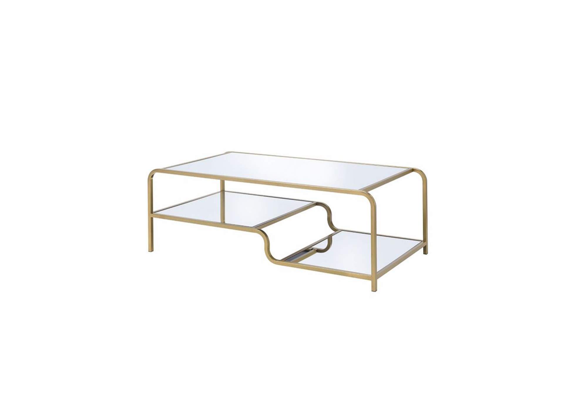 Astrid Gold & Mirror Coffee Table,Acme