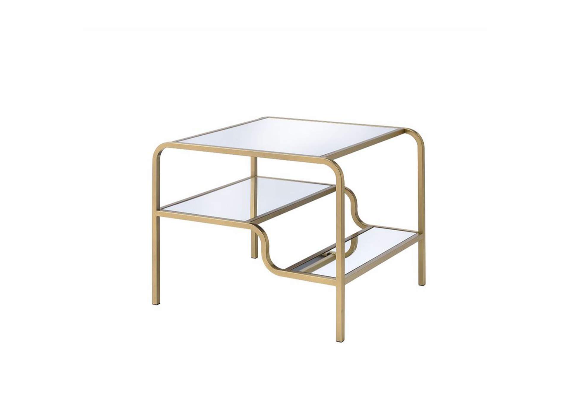 Astrid Gold & Mirror End Table,Acme