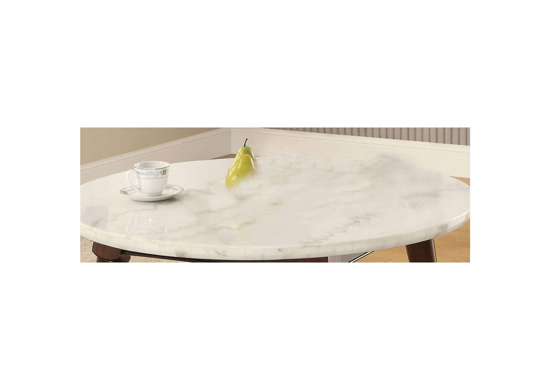 Gasha White Marble & Walnut Coffee Table,Acme