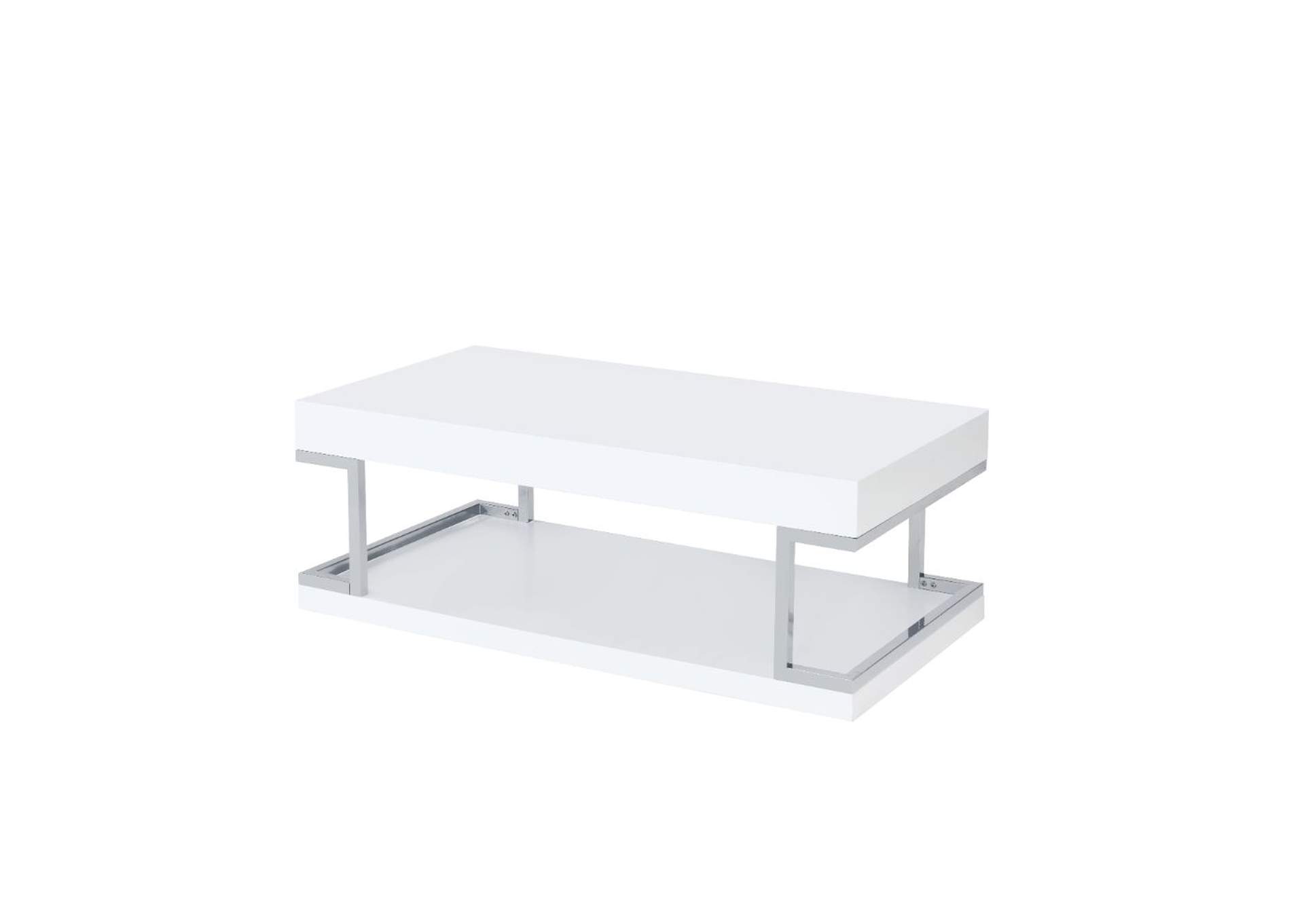 white gloss chrome coffee table