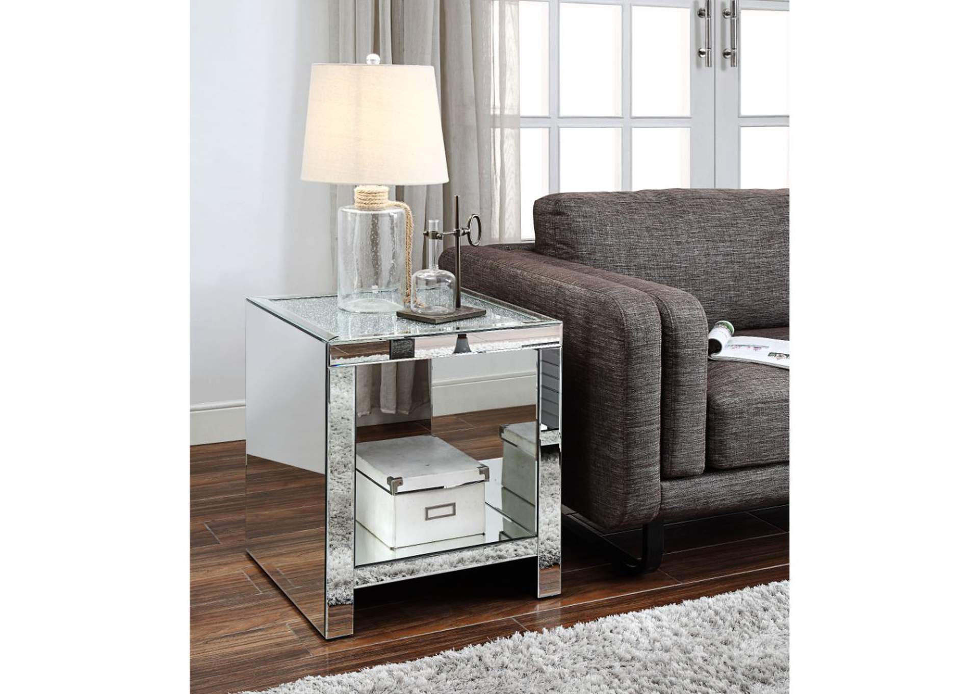 Malish Mirrored End Table,Acme