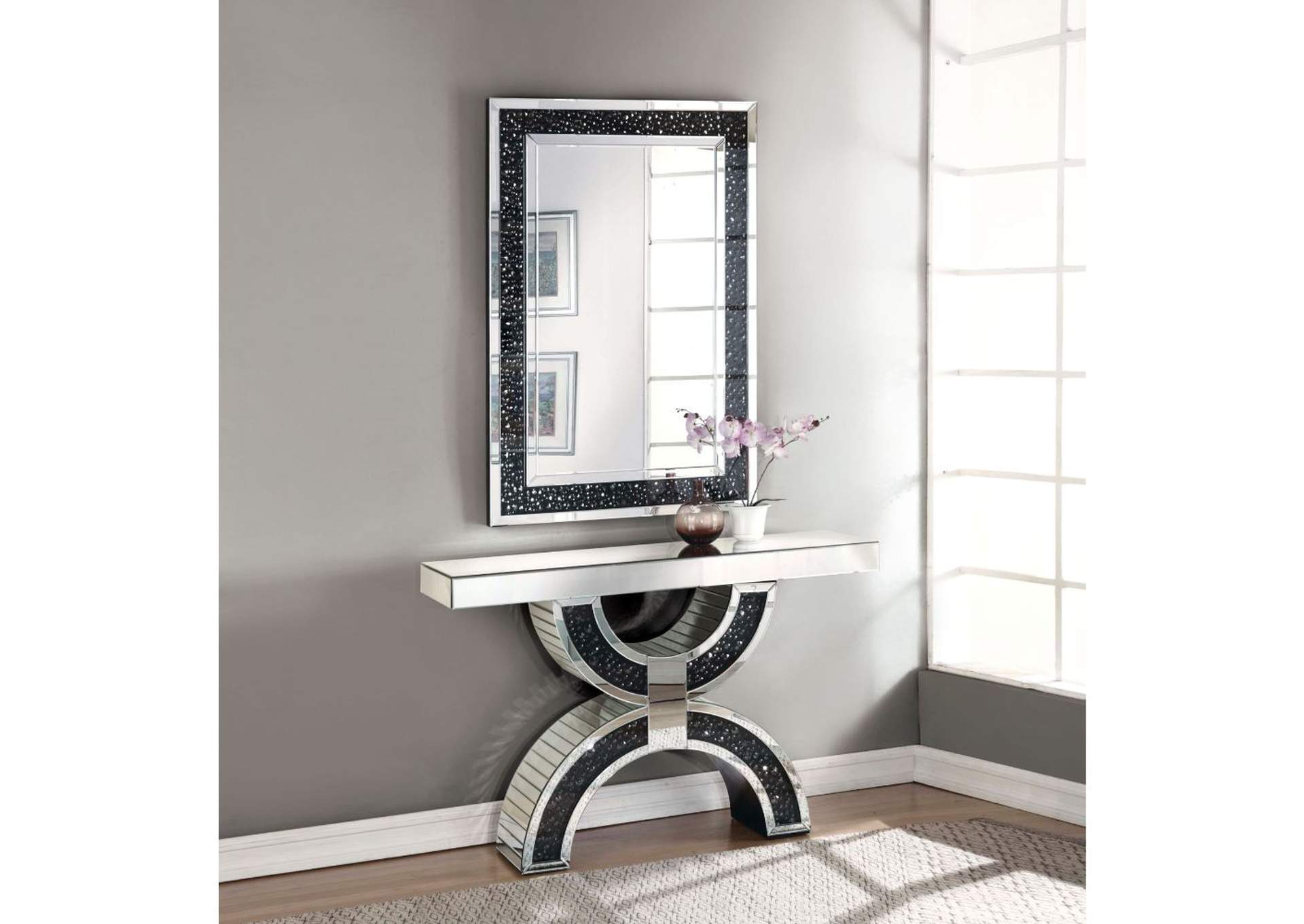 Noor Mirrored & Faux GemStones Accent Table,Acme