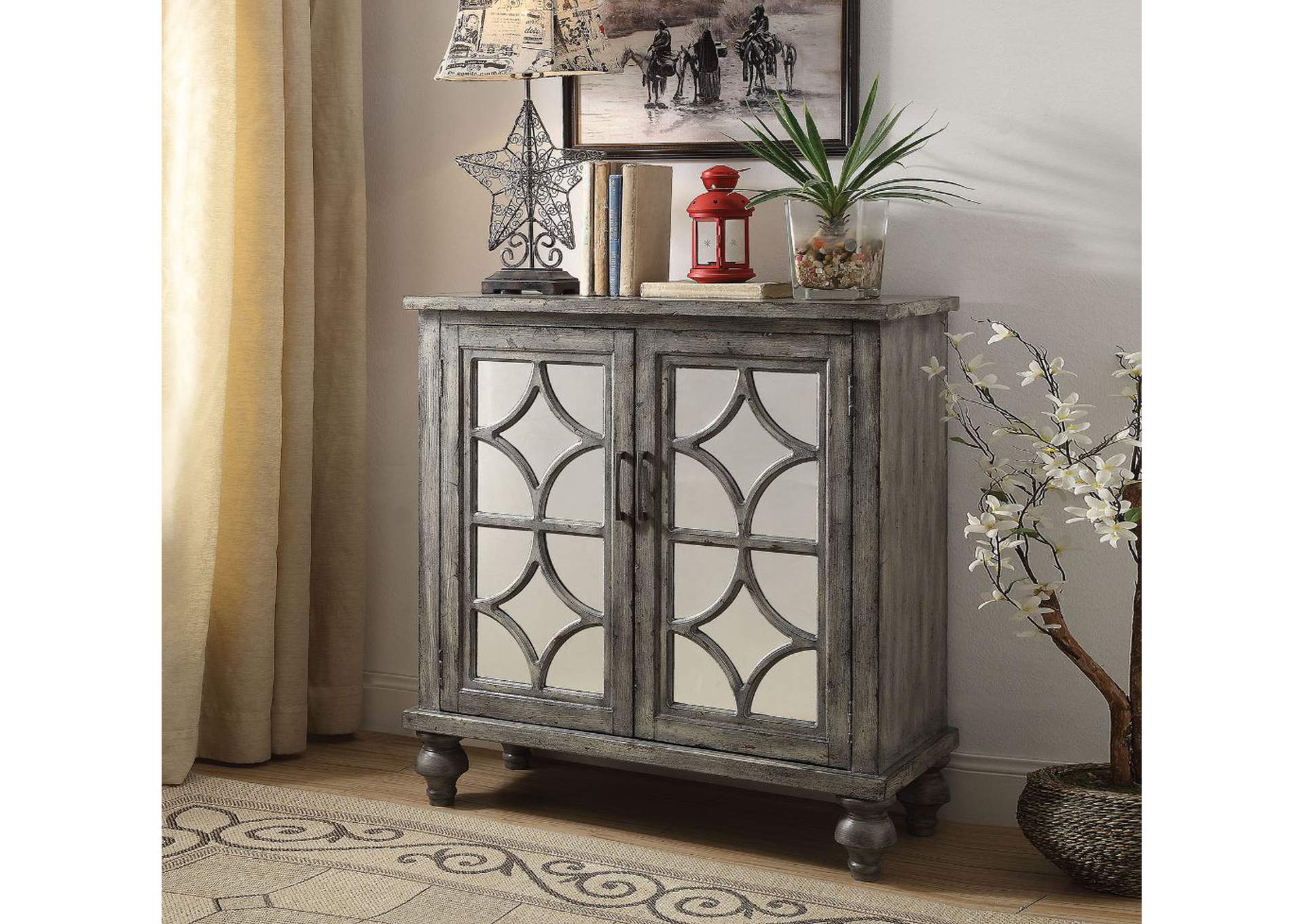Velika Weathered Gray Accent Table,Acme
