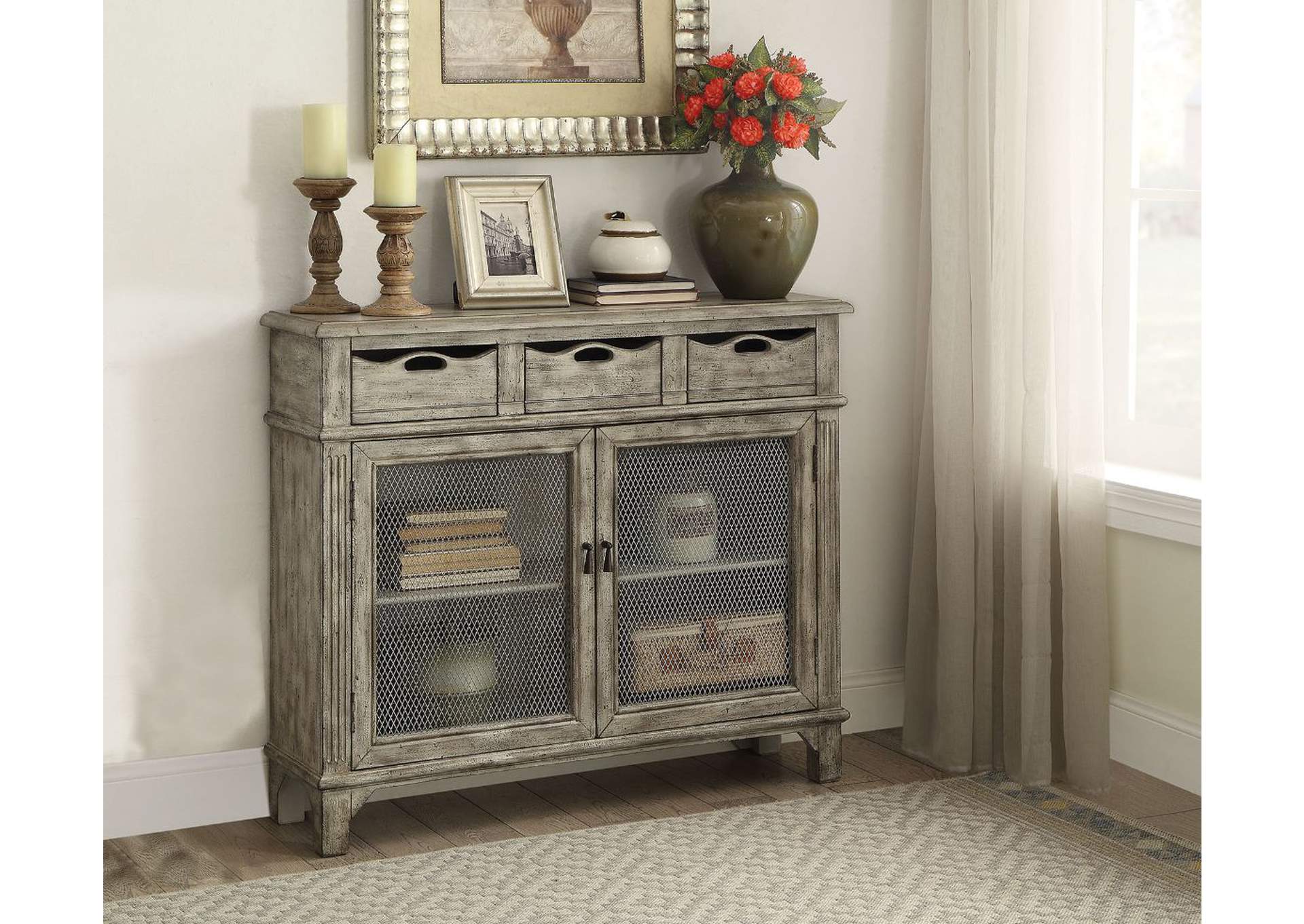 Vernon Weathered Gray Accent Table,Acme