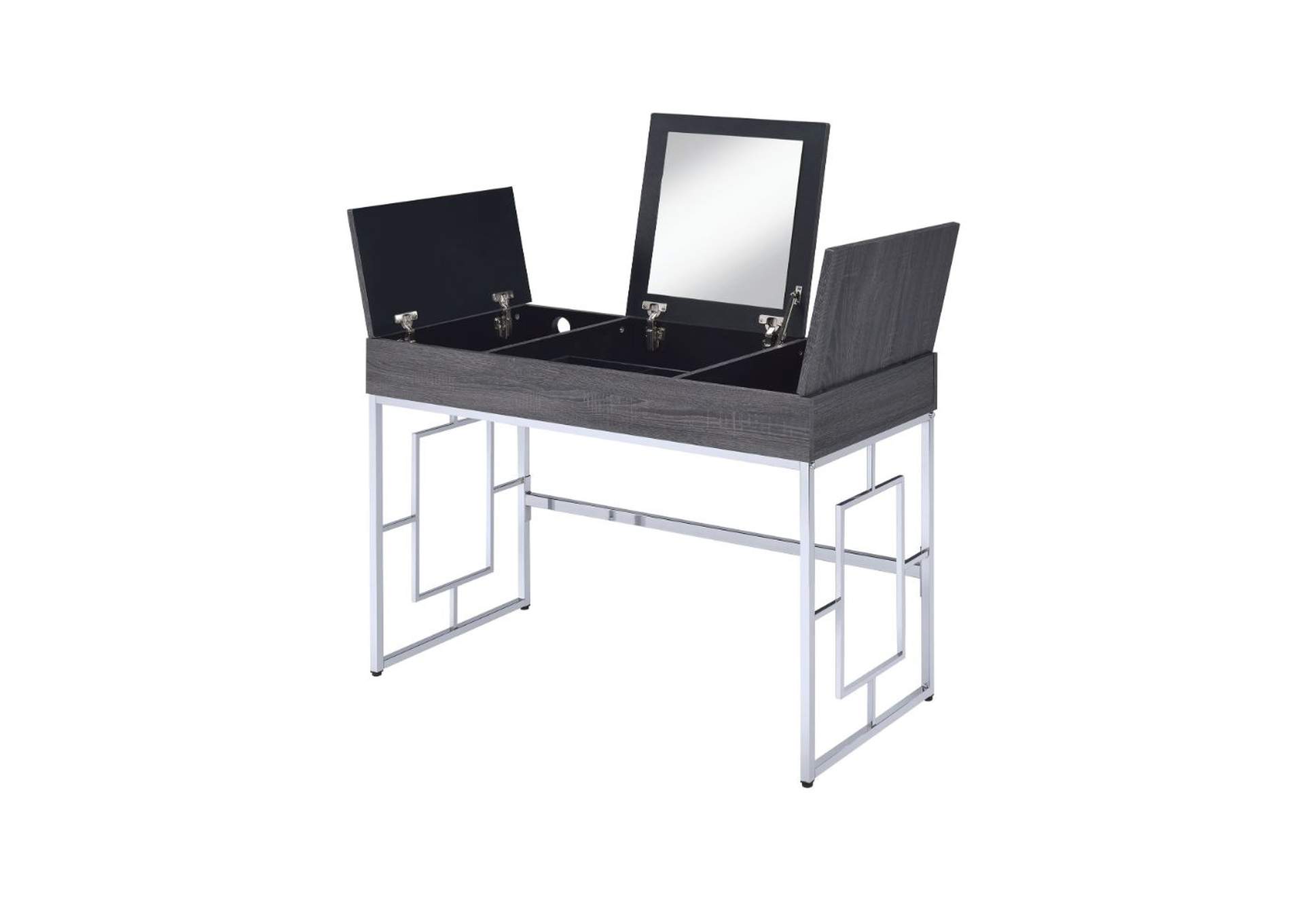 Saffron Black Oak & Chrome Vanity Desk,Acme
