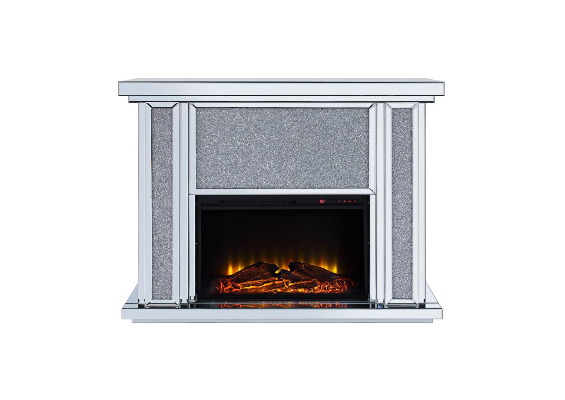 Nowles Mirrored & Faux Stones Fireplace,Acme
