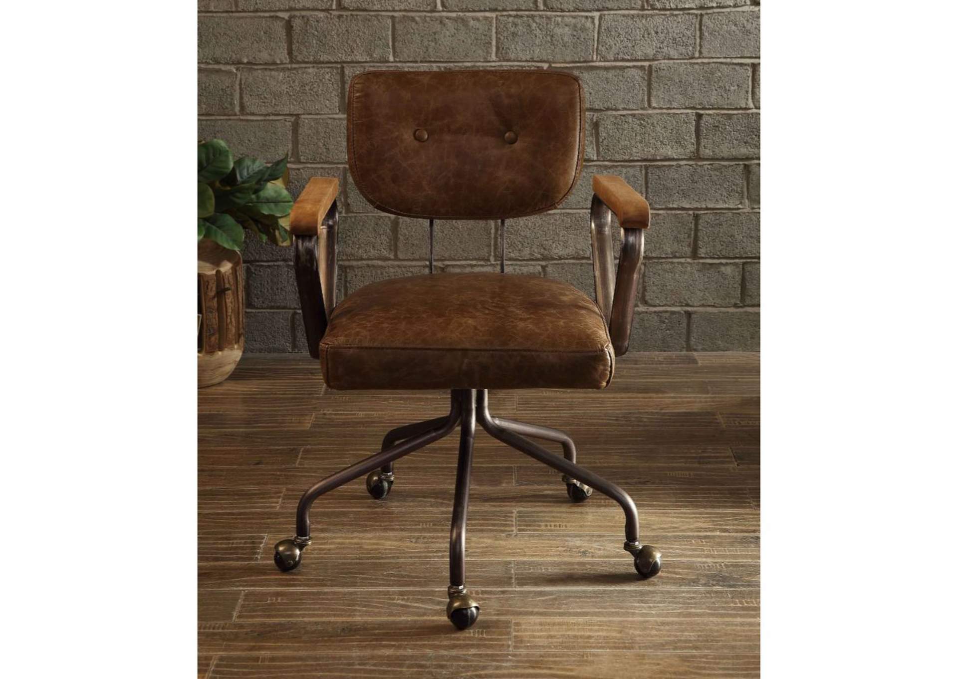 Hallie Vintage Whiskey Top Grain Leather Executive Office Chair,Acme