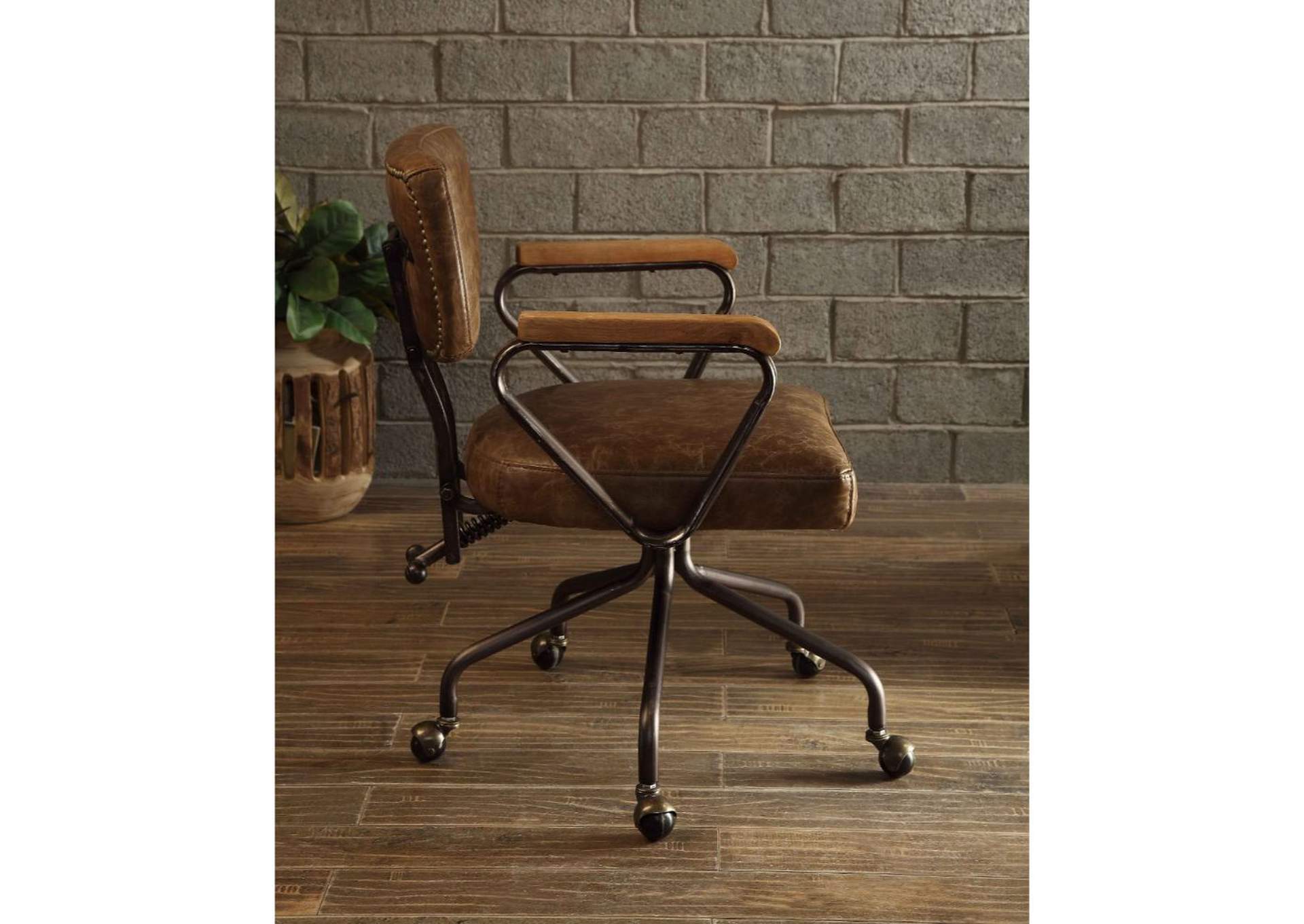 Hallie Vintage Whiskey Top Grain Leather Executive Office Chair,Acme