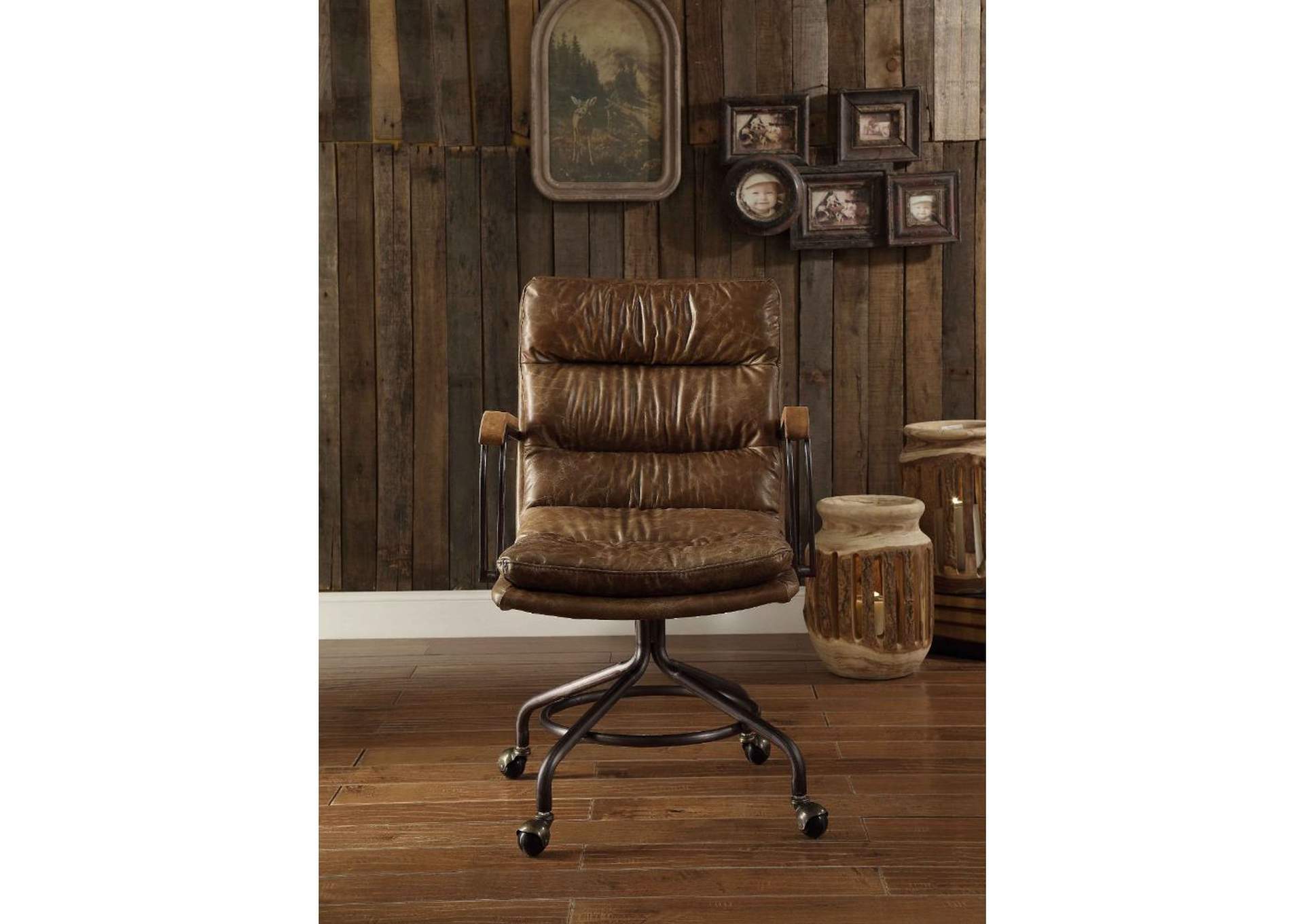 Harith Vintage Whiskey Top Grain Leather Executive Office Chair,Acme