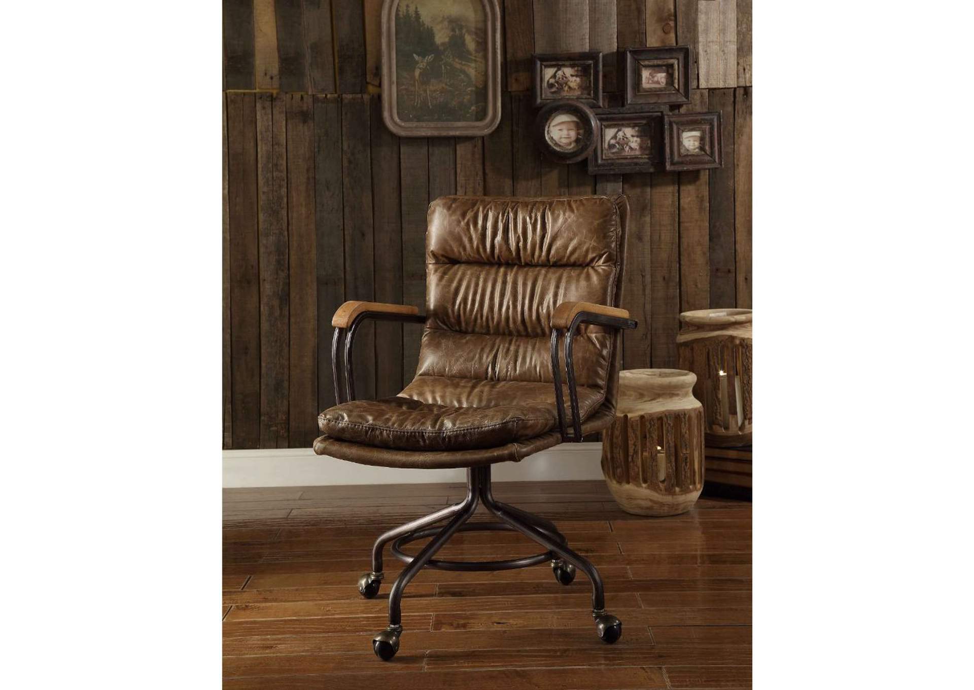 Harith Vintage Whiskey Top Grain Leather Executive Office Chair,Acme