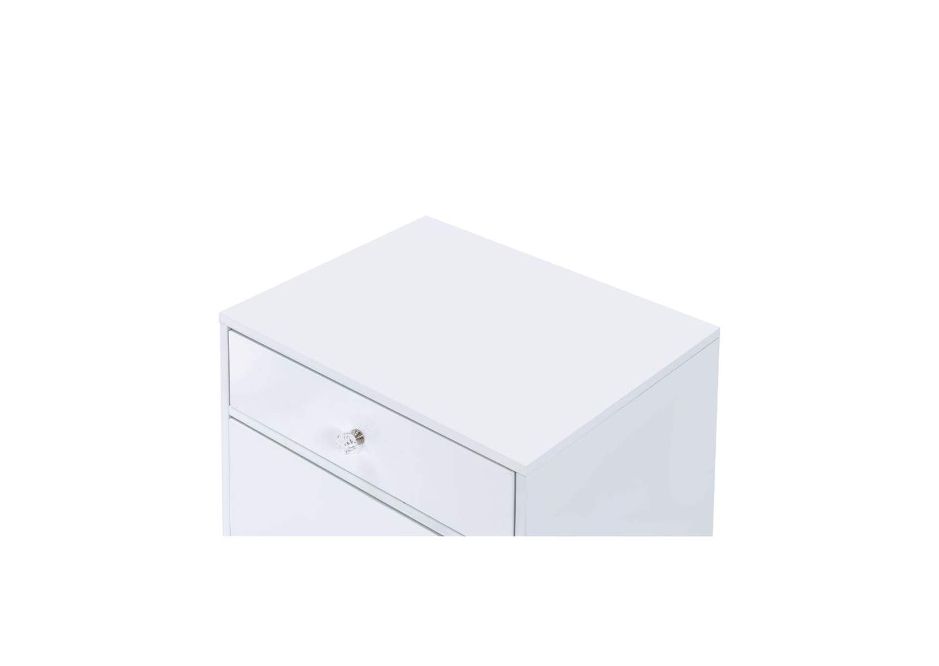 Ottey White High Gloss & Gold Cabinet,Acme