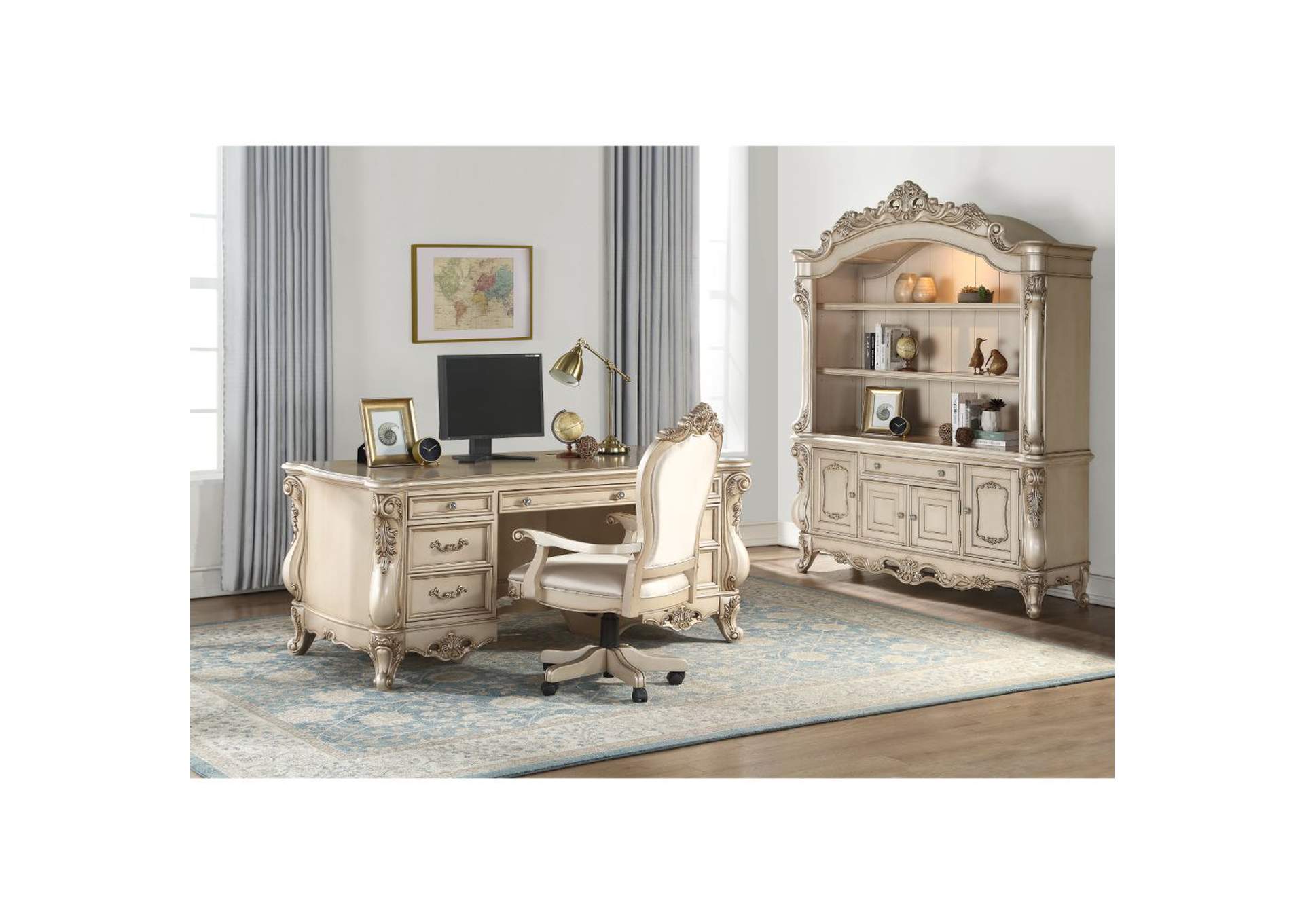 Gorsedd Antique White Executive Bookcase Best Buy Furniture And Mattress
