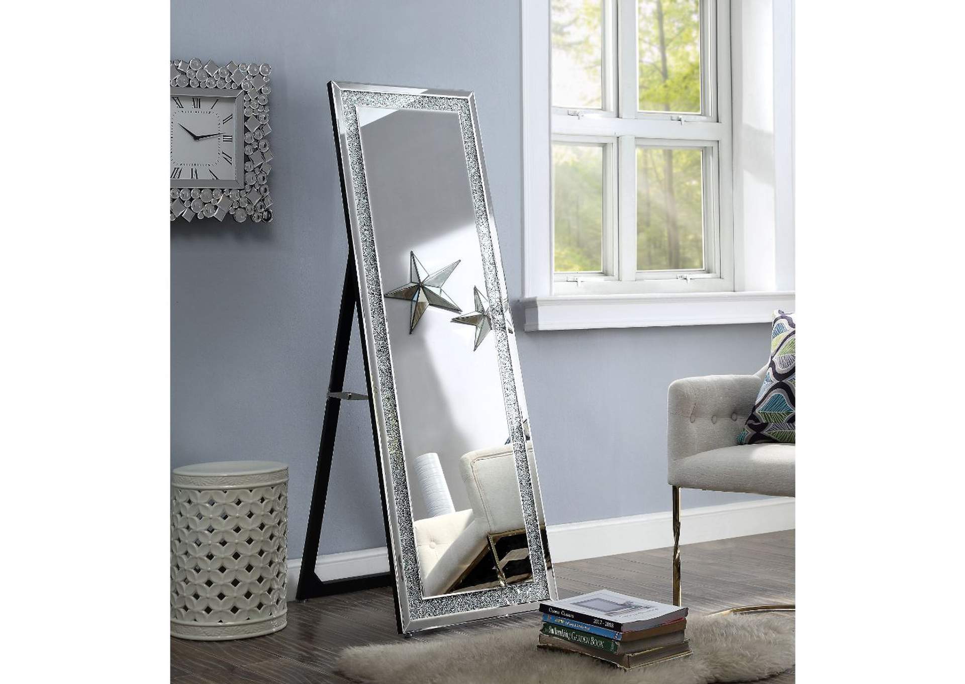 Nowles Mirrored & Faux Stones Accent Mirror,Acme
