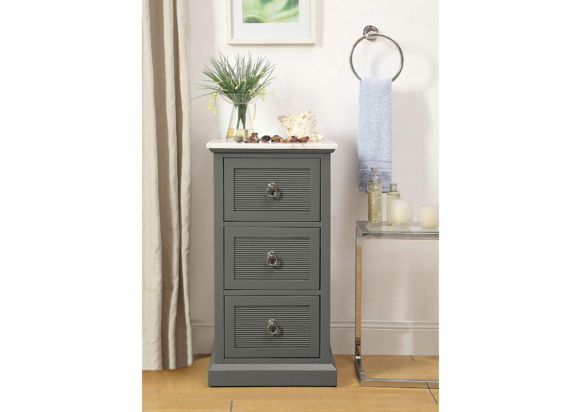 Swart Marble & Gray Cabinet,Acme