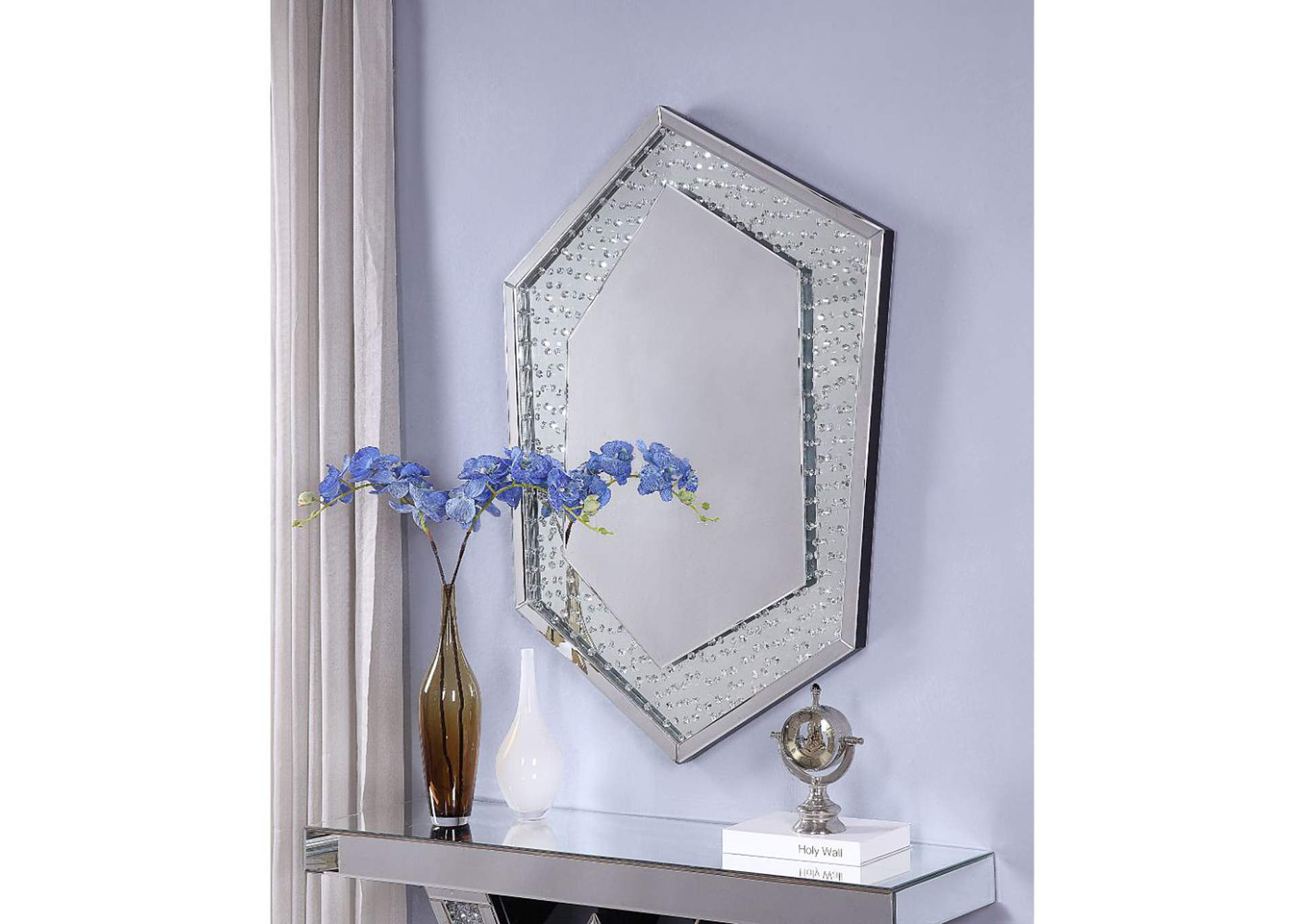 Nysa Mirrored & Faux Crystals Wall Decor,Acme