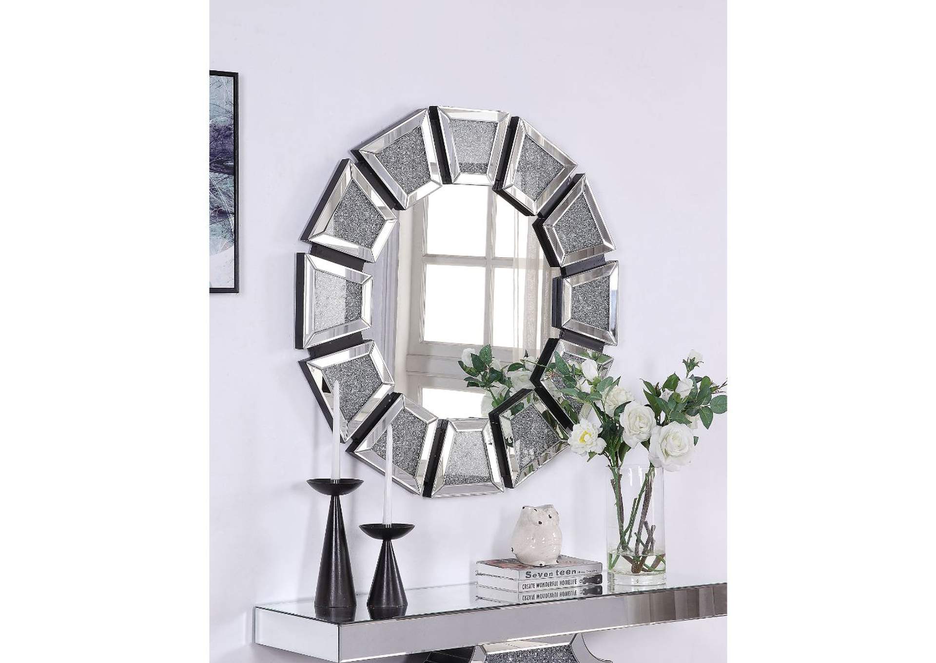 Nowles Mirrored & Faux Stones Wall Decor,Acme