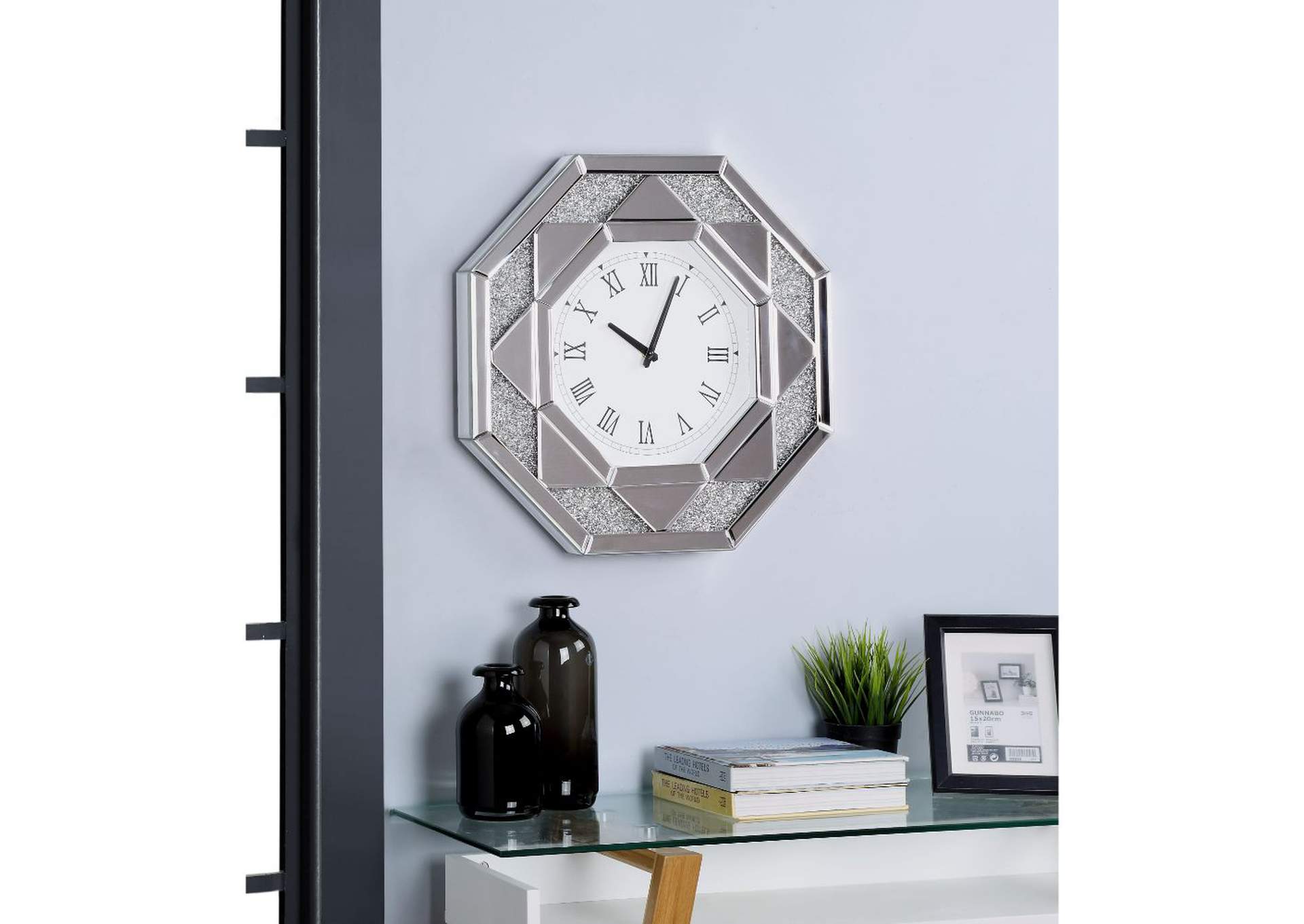 Maita Mirrored & Faux Gems Wall Clock,Acme