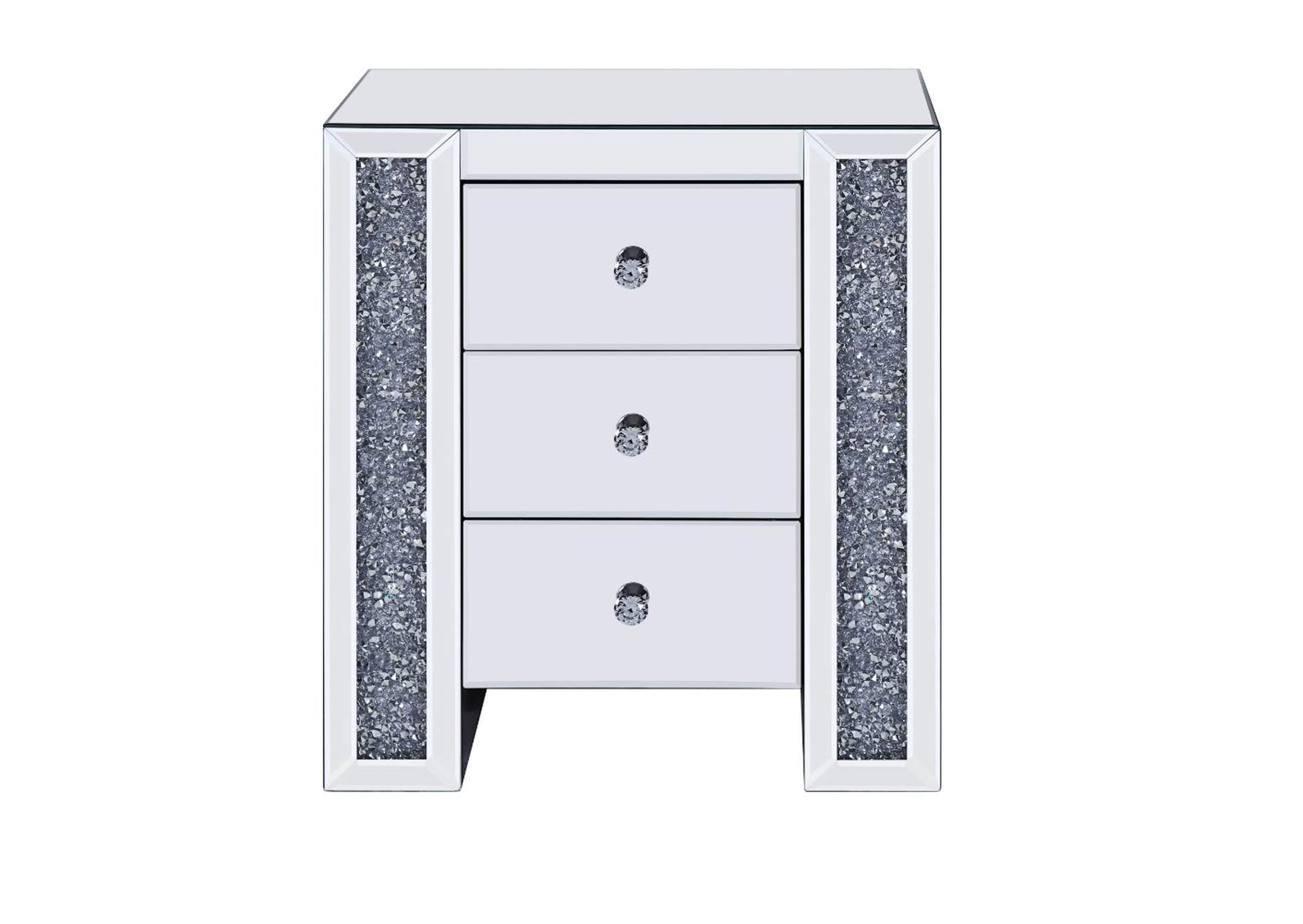 Noralie Mirrored & Faux Diamonds Accent Table,Acme