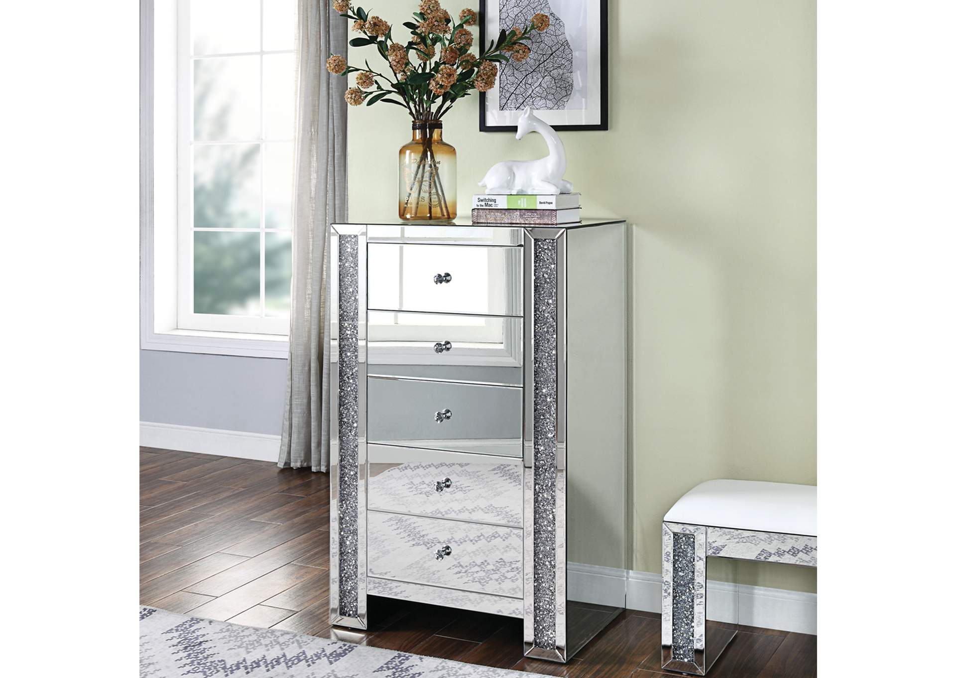 Noralie Mirrored & Faux Diamonds Chest,Acme