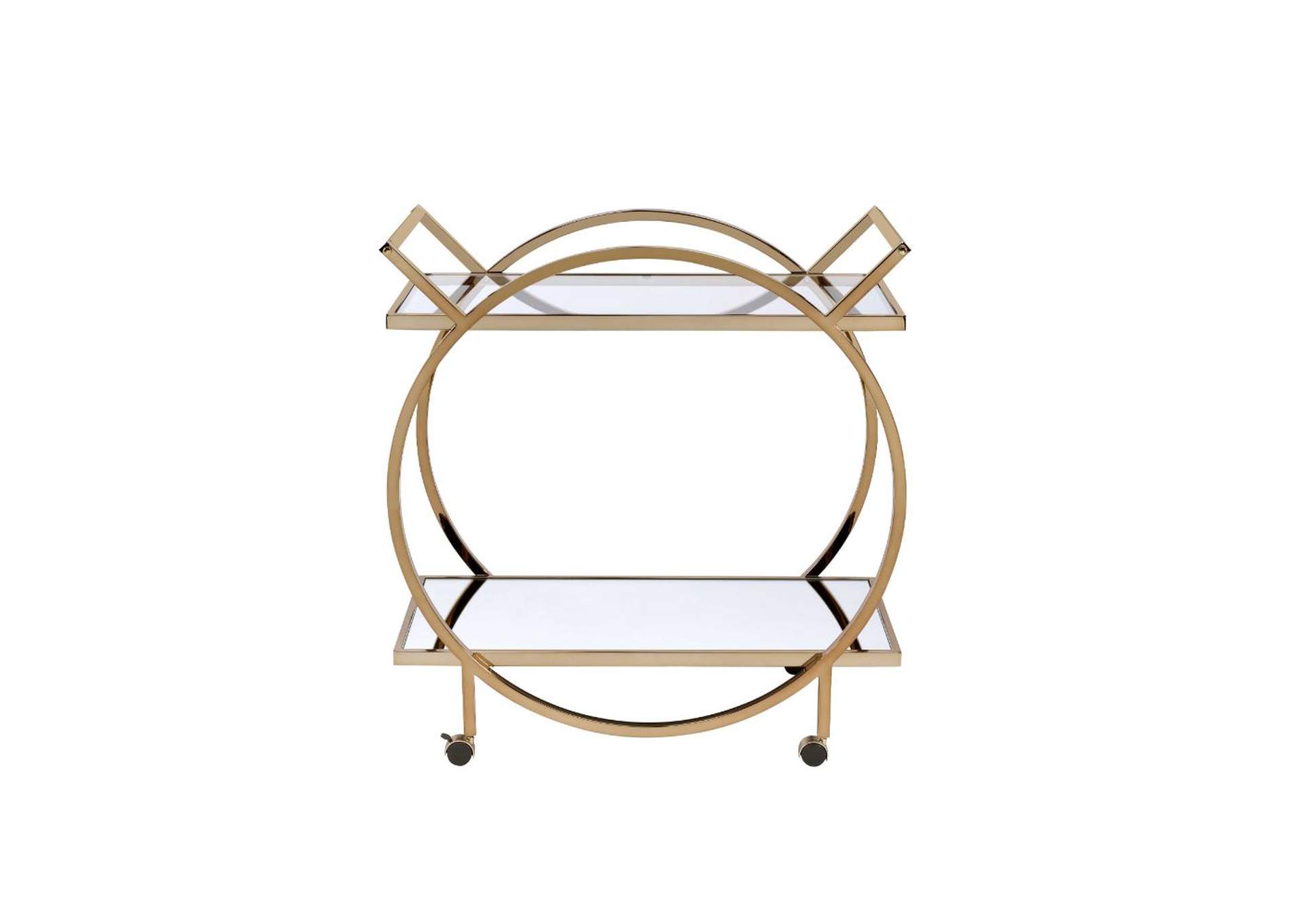 Traverse Champagne & Mirrored Serving Cart,Acme