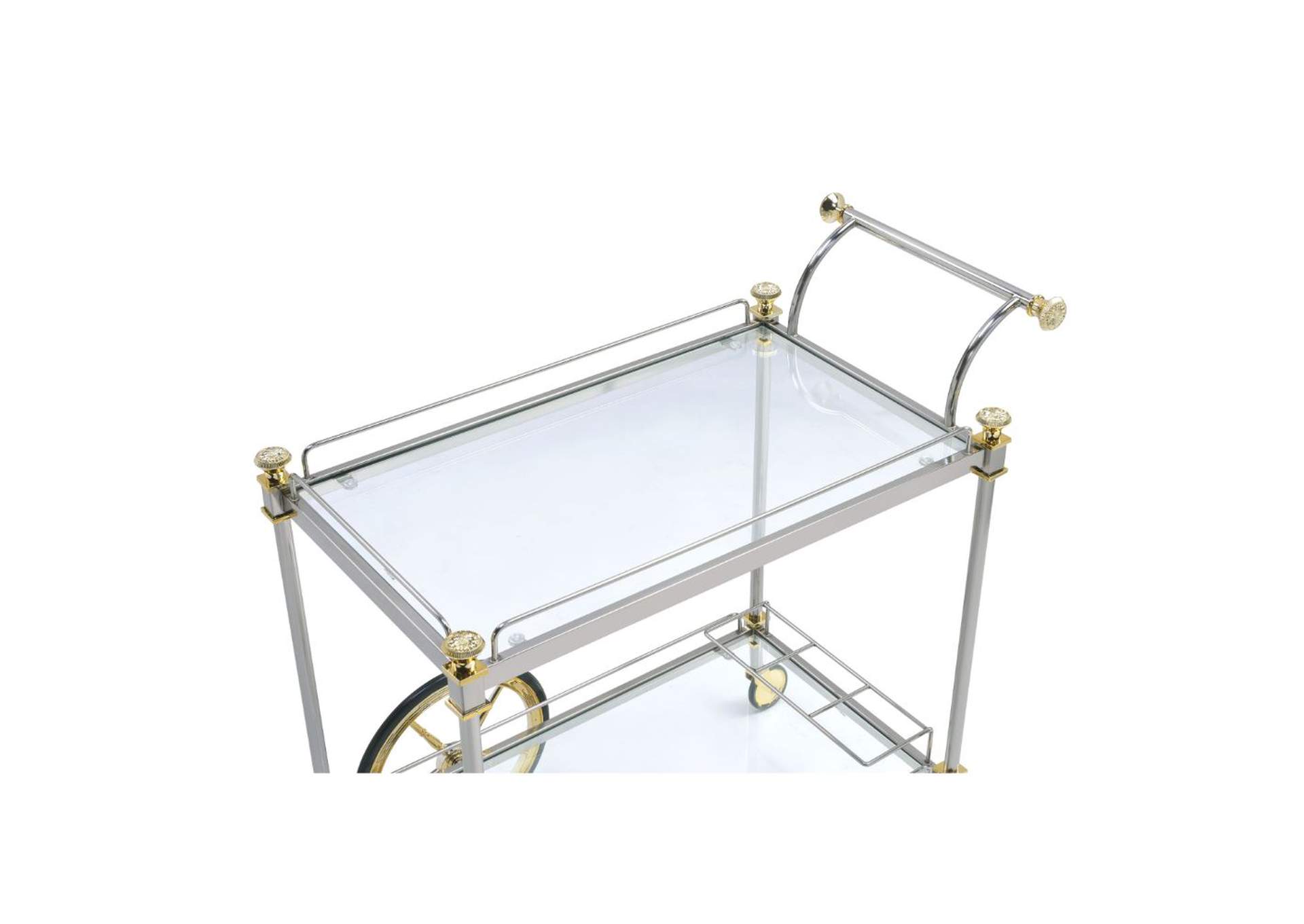 Cyrus Silver/Gold & Clear Glass Serving Cart,Acme