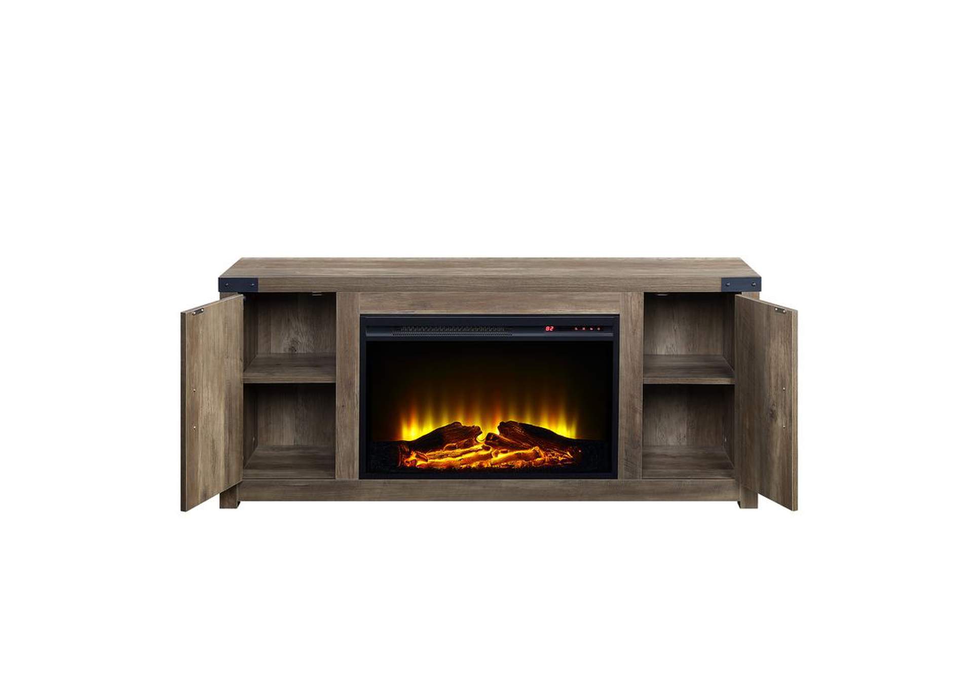 Rustic Oak Finish Tobias Fireplace,Acme