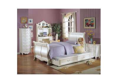 Image for Chelmsford Pearl White & Gold Brush Accent Twin Bed