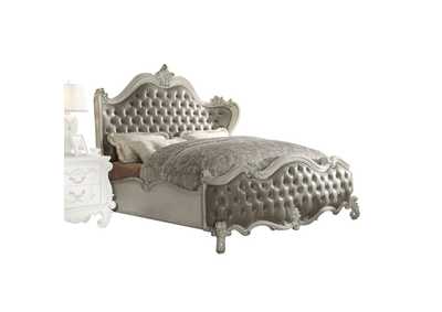 Image for Versailles Vintage Gray PU & Bone White Queen Bed