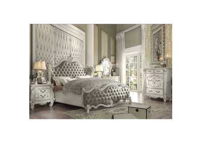 Image for Vendome Vintage Gray PU & Bone White Queen Bed