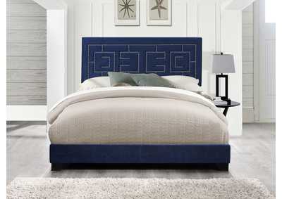 Image for House Marchese Dark Blue Velvet III Eastern King Bed