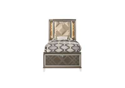 Image for Skylar LED, PU & Dark Champagne Twin Bed