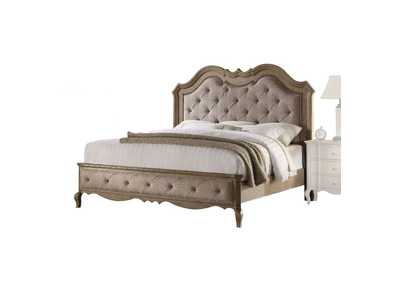 Chelmsford Beige Fabric & Antique Taupe Queen Bed,Acme