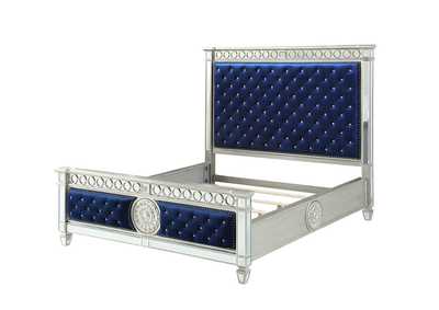 Image for Varian Blue Velvet Mirrored California King Bed