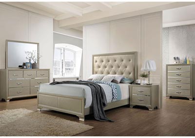 Carine Champagne Queen Panel Bed w/Dresser and Mirror