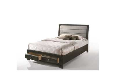 Soteris Gray Fabric & Antique Gray Eastern King Bed,Acme
