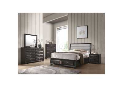 Soteris Gray Fabric & Antique Gray Queen Bed,Acme