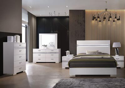 Naima White Full Bed w/Dresser and Mirror