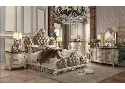 Picardy Butterscotch PU & Antique Pearl Queen Bed