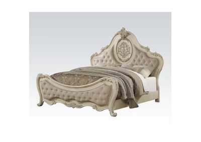 Ragenardus Beige Linen Antique White Eastern King Bed