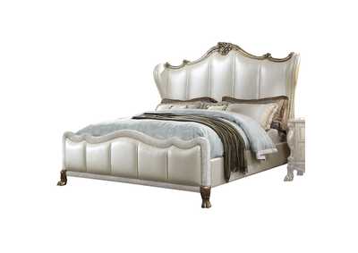 Image for Pearl White PU & Gold Patina Dresden II California King Bed