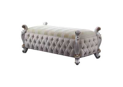 Picardy Fabric & Antique Pearl Bench