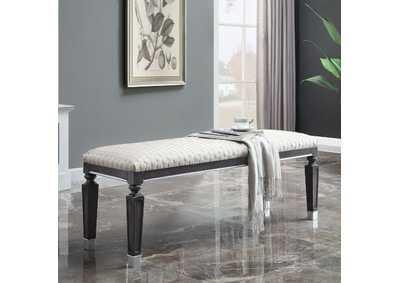 Image for House Beatrice Two Tone Beige Fabric, Charcoal & Light Gray Finish Bench