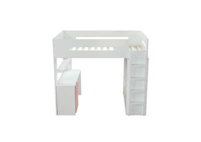 Nerice White & Pink Loft Bed,Acme