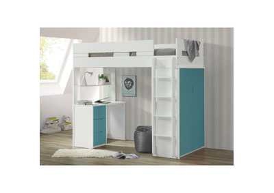 Nerice White & Teal Loft Bed,Acme