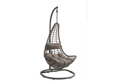 Image for Uzae Gray Fabric & Charcaol Wicker Patio Swing Chair