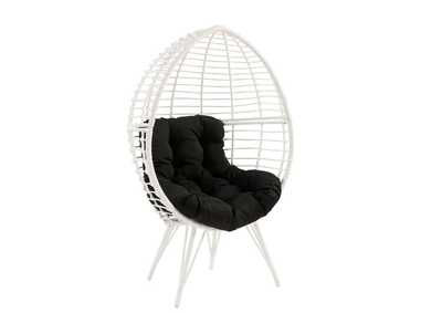 Image for Galzed Black Fabric & White Wicker Patio Lounge Chair