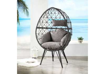 Image for Aeven Light Gray Fabric & Black Wicker Patio Lounge Chair