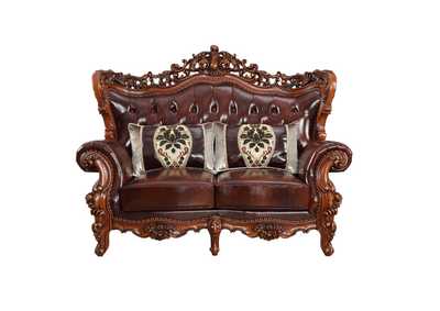 Image for Eustoma Cherry Top Grain Leather Match & Walnut Loveseat