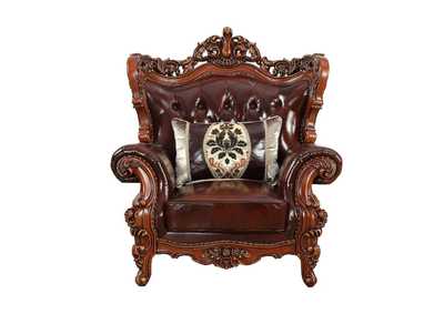 Eustoma Cherry Top Grain Leather Match & Walnut Chair